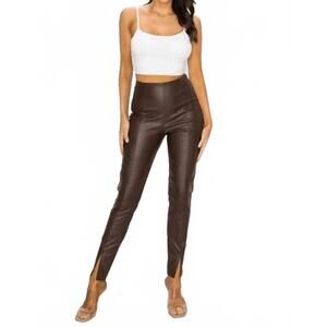 NEW CANVAS APPAREL pleather skinny pants in chocolate